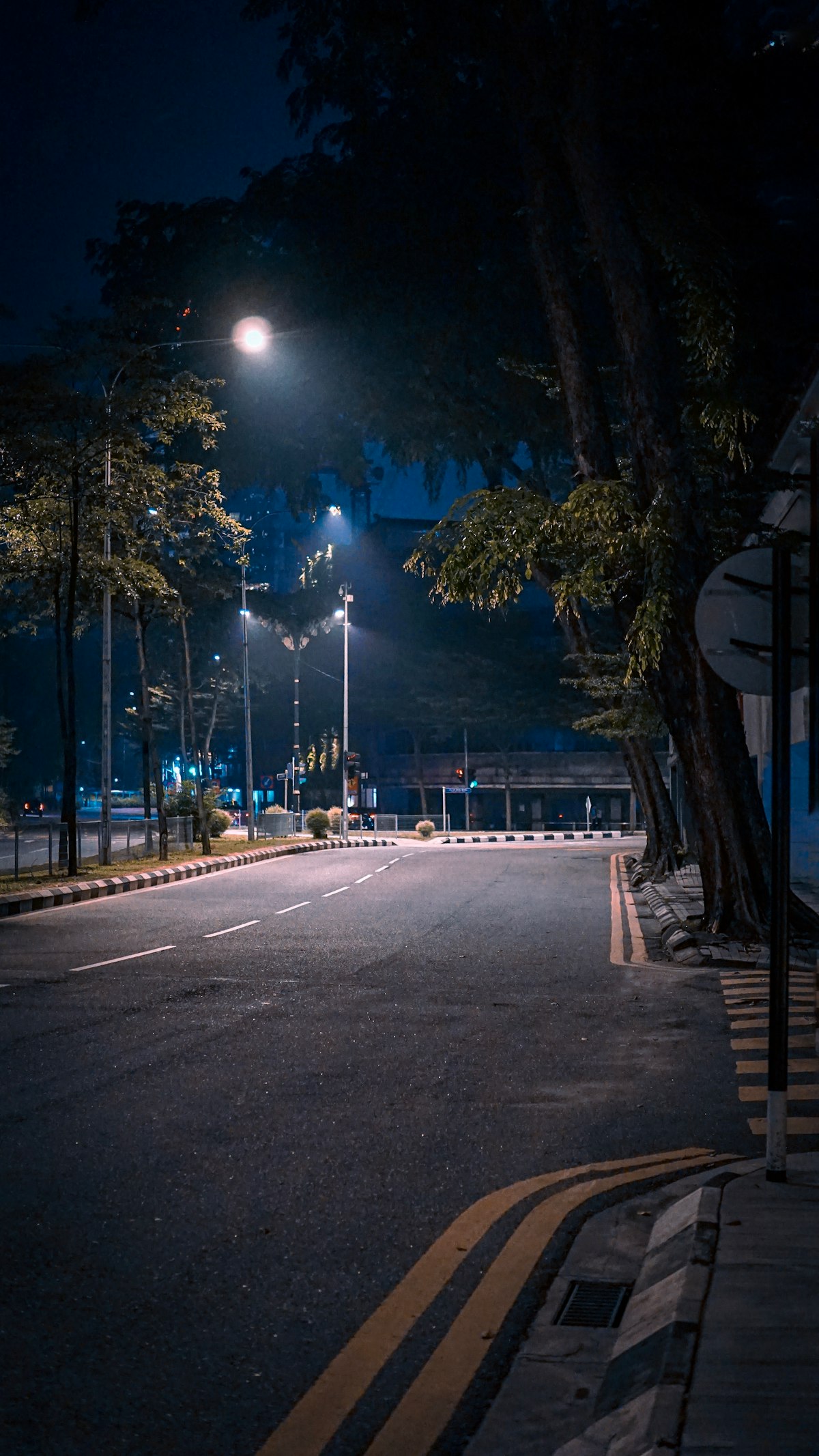 Road with traffic at night
